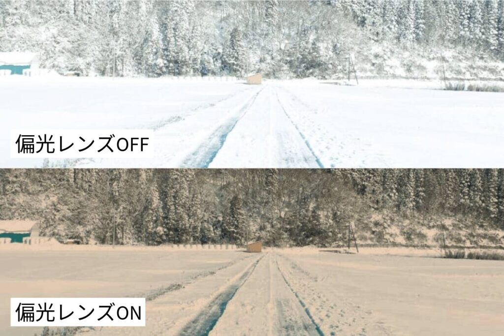 偏光レンズ　見え方比較