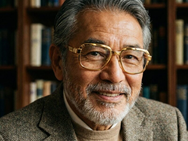 金無垢メガネをかけた男性