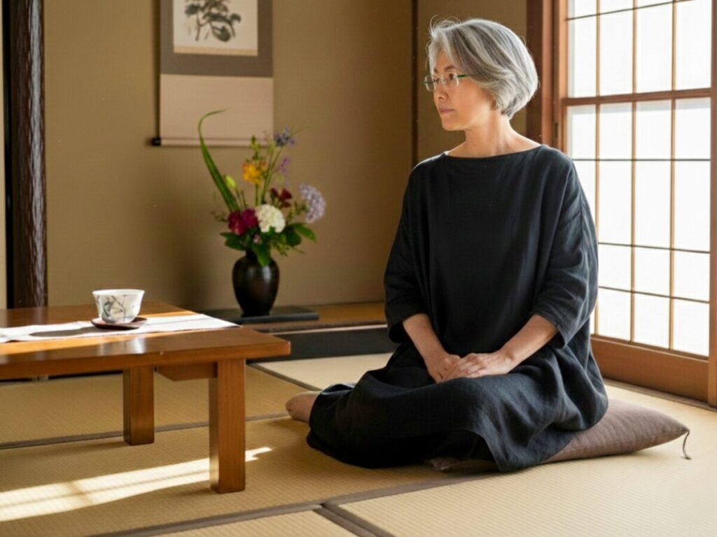 カラーべっ甲をかけた女性