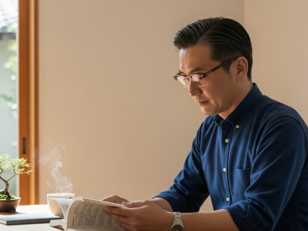 べっ甲のメガネをかけた男性