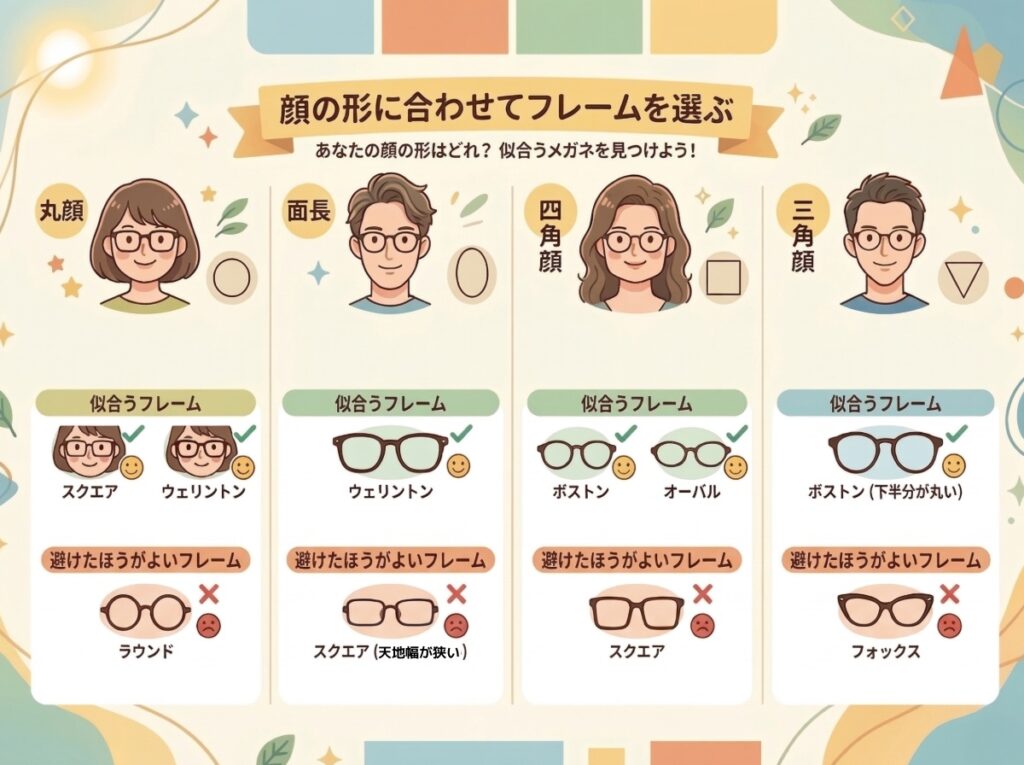 顔の形に合わせてフレームを選ぶ