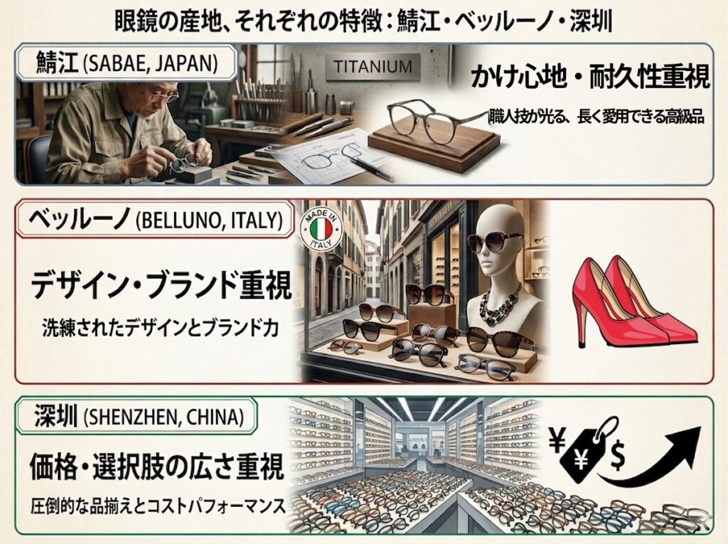 世界三大メガネ産地の特徴