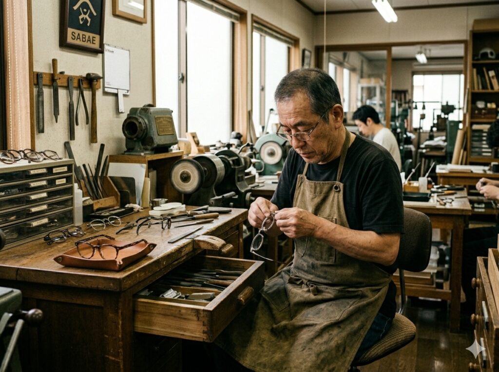 日本製のメガネ工場