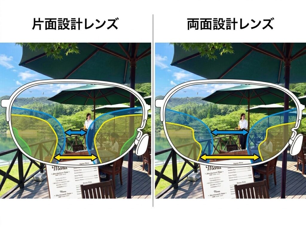 両面設計と片面設計で見え方が違う