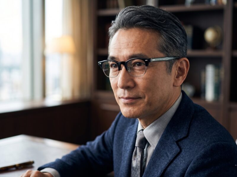 ブローメガネをかけた男性