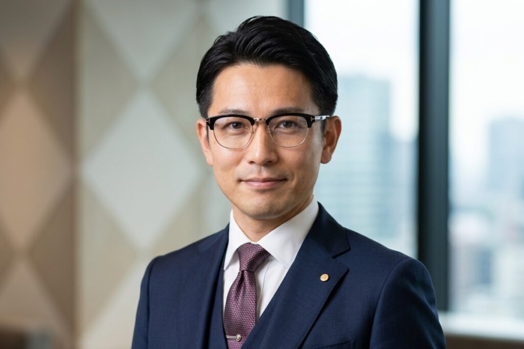 ブローメガネをかけた男性
