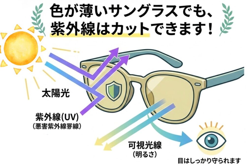 薄い色のサングラス