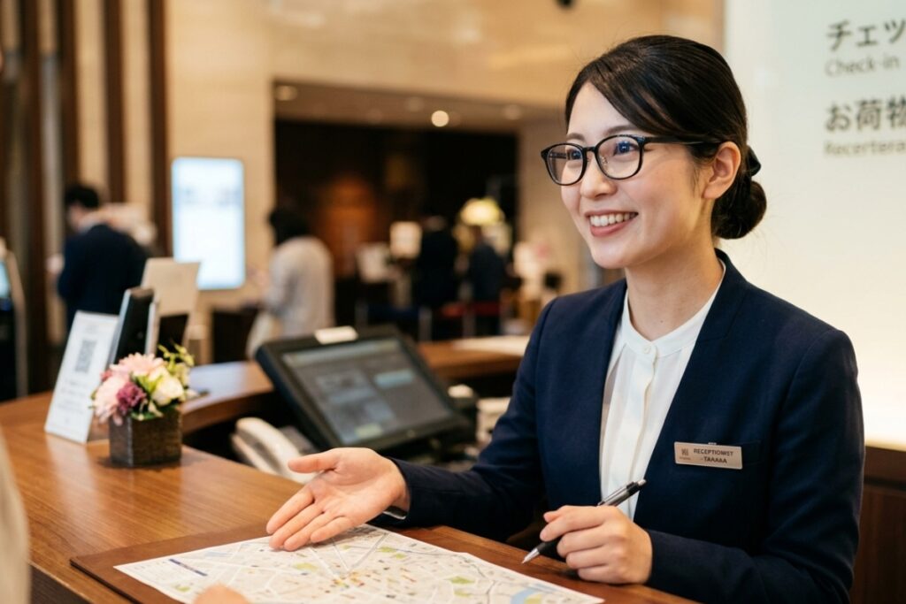 遠近両用メガネをかけた女性