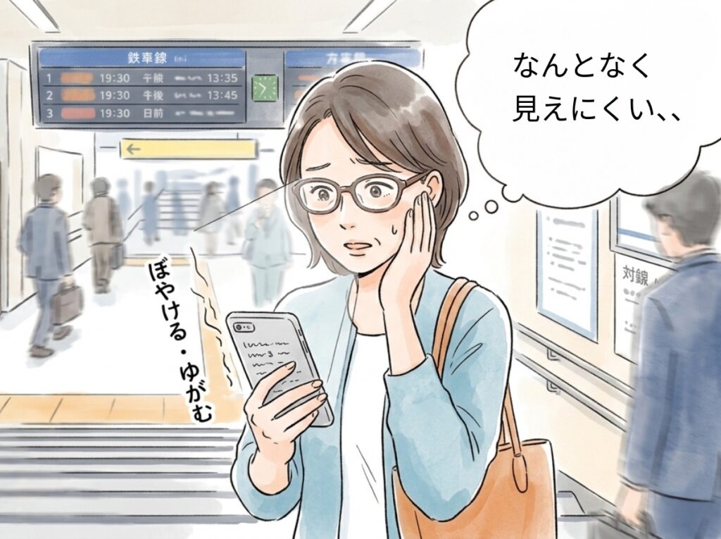 初めての遠近両用で見え方に慣れていない
