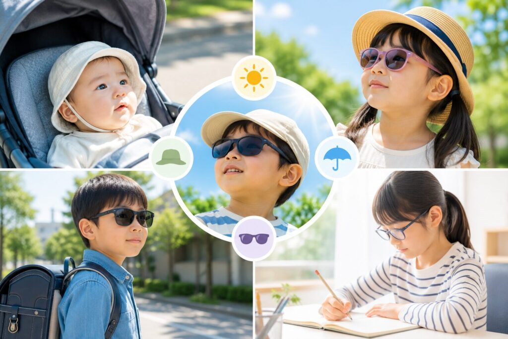 子どもの目を守るために、年齢や生活環境に合わせた紫外線対策を