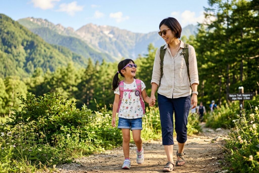 小学生が親子でサングラスをする